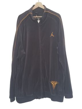 Vintage Air Jordan Jacket Zip Up Y2K Velour Melo Carmelo Anthony Brown Size XXL